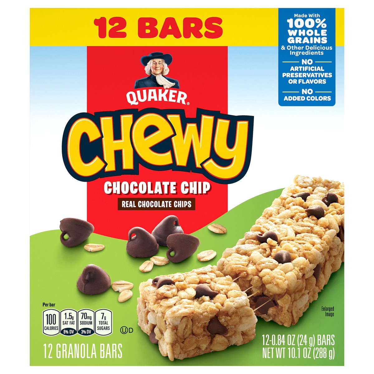 slide 1 of 9, Quaker Chewy Granola Bars Chocolate Chip 0.84 Oz 12 Count, 12 ct