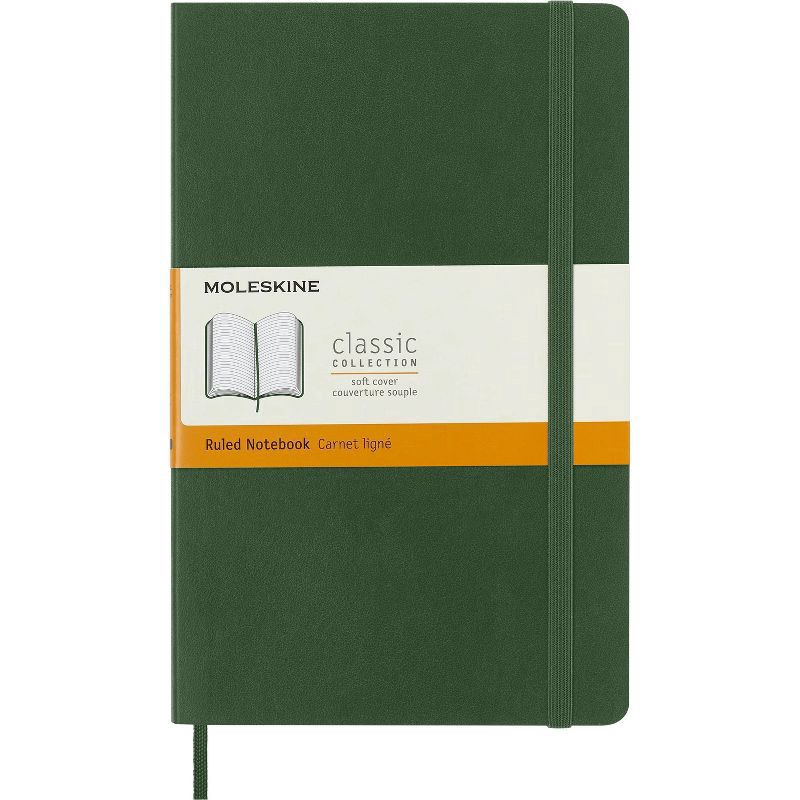 slide 1 of 6, Moleskine Classic Soft Cover Notebook, 5'' X 8-1/4'', Ruled, 192 Pages, Myrtle Green, 1 ct