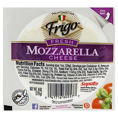 slide 1 of 1, Frigo Cheese Mozzarella Fresh, 8 oz