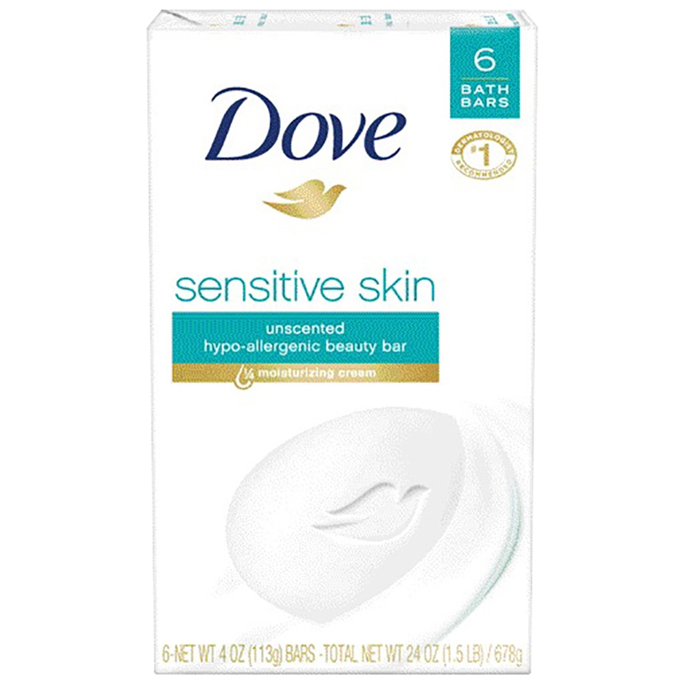 Dove Sensitive Skin Unscented Beauty Bar 6 ct; 4 oz Shipt