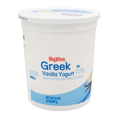 slide 1 of 1, Hy-Vee Low Fat Vanilla Greek Yogurt, 32 oz