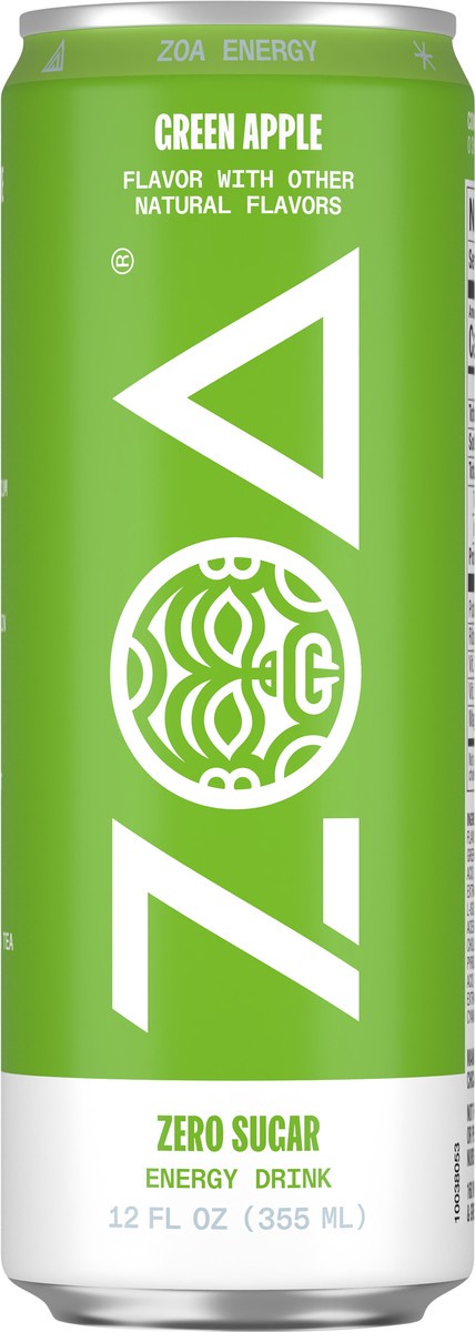 slide 2 of 12, ZOA Zero Sugar Green Apple Energy Drink 12 fl oz, 12 oz