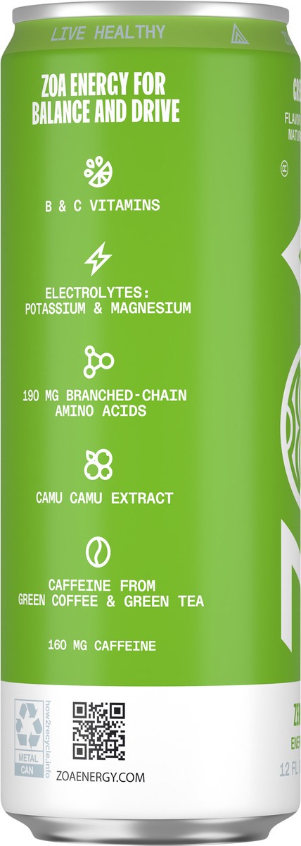 slide 3 of 12, ZOA Zero Sugar Green Apple Energy Drink 12 fl oz, 12 oz