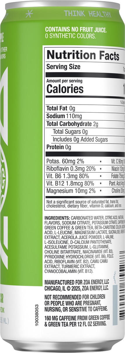 slide 11 of 12, ZOA Zero Sugar Green Apple Energy Drink 12 fl oz, 12 oz