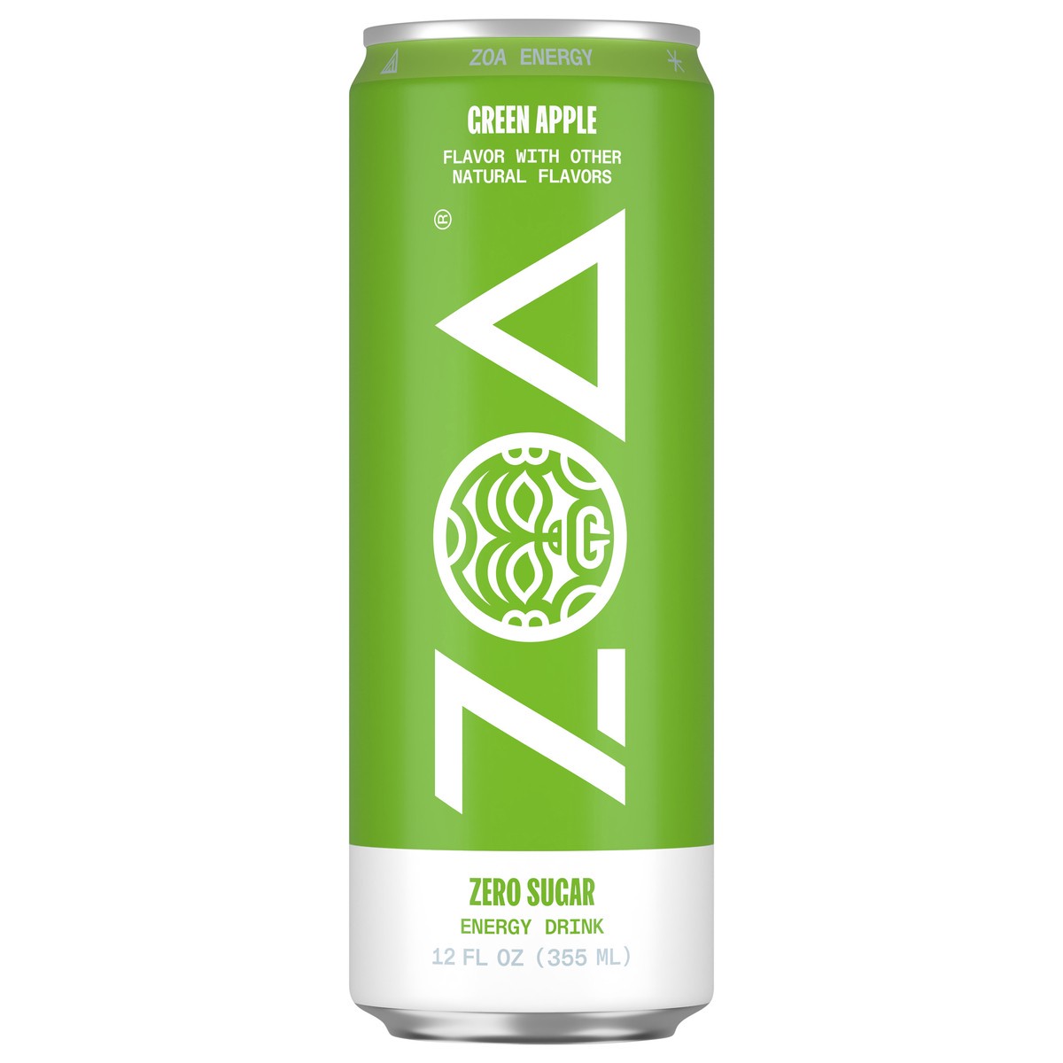 slide 1 of 12, ZOA Zero Sugar Green Apple Energy Drink 12 fl oz, 12 oz