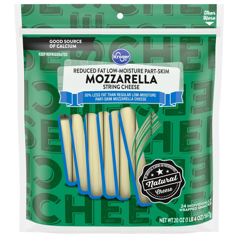 slide 2 of 2, Kroger Reduced Fat Mozzarella String Cheese, 24 ct