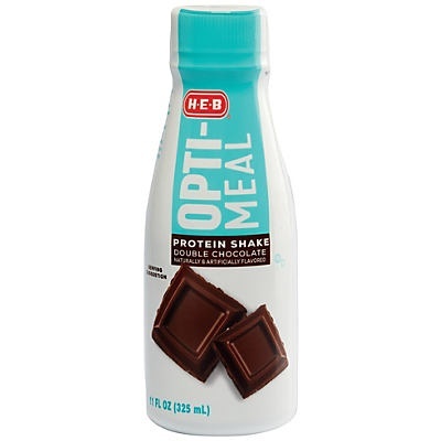 slide 1 of 1, H-E-B Opti-Meal Double Chocolate Protein Shake, 11 oz