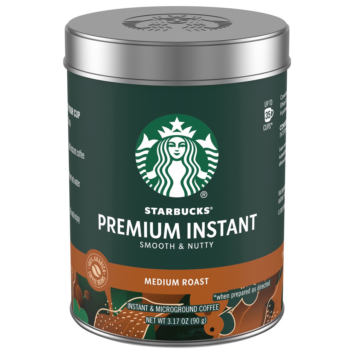 slide 1 of 9, Starbucks Premium Instant Coffee — Medium Roast — 100% Arabica — 1 Tin (up to 40 cups), 3.17 oz