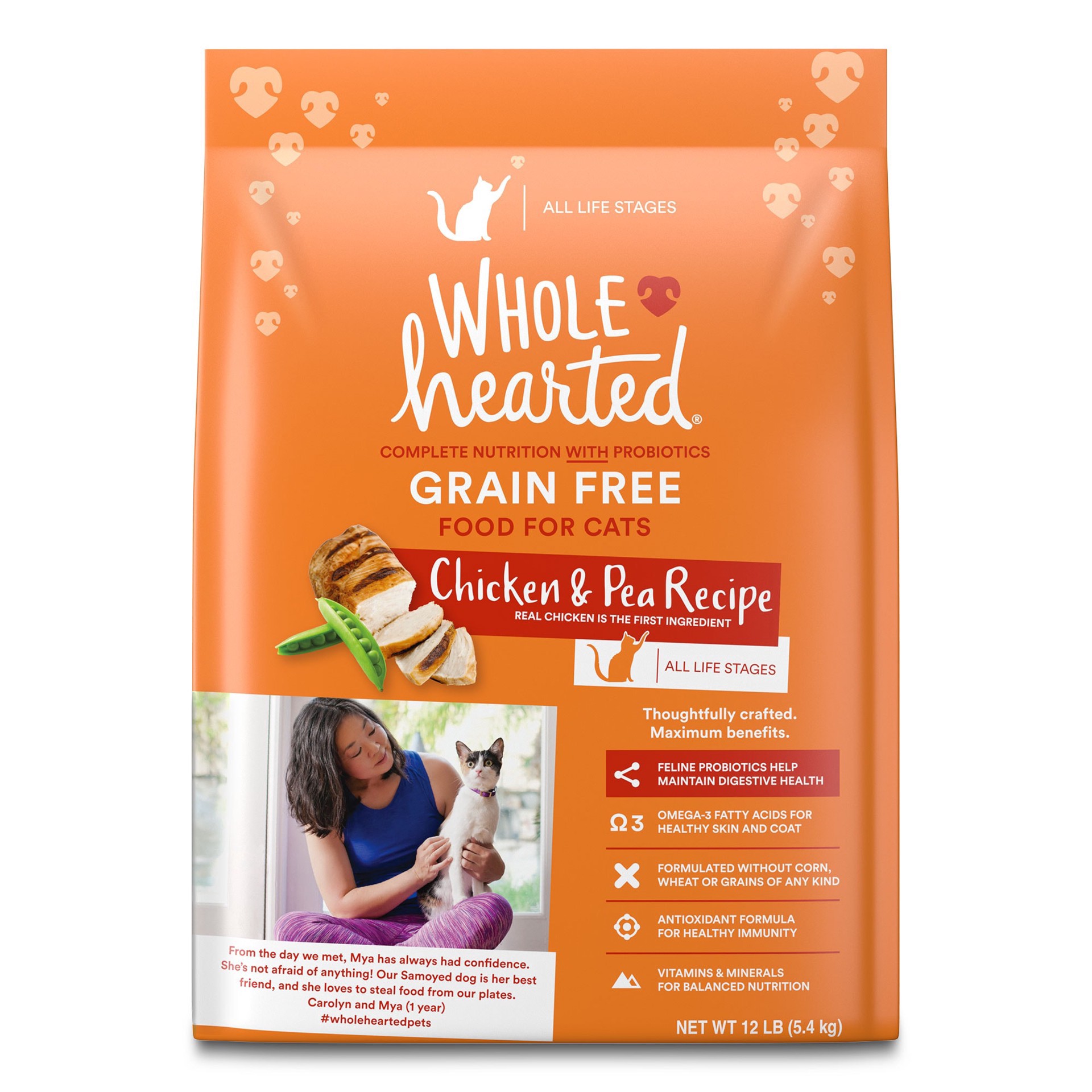 slide 1 of 1, WholeHearted Grain Free Chicken Formula Dry Cat Food, 12 lbs., 1 ct