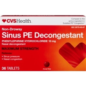 slide 1 of 1, CVS Health Sinus PE Decongestant Tablets, 36 ct