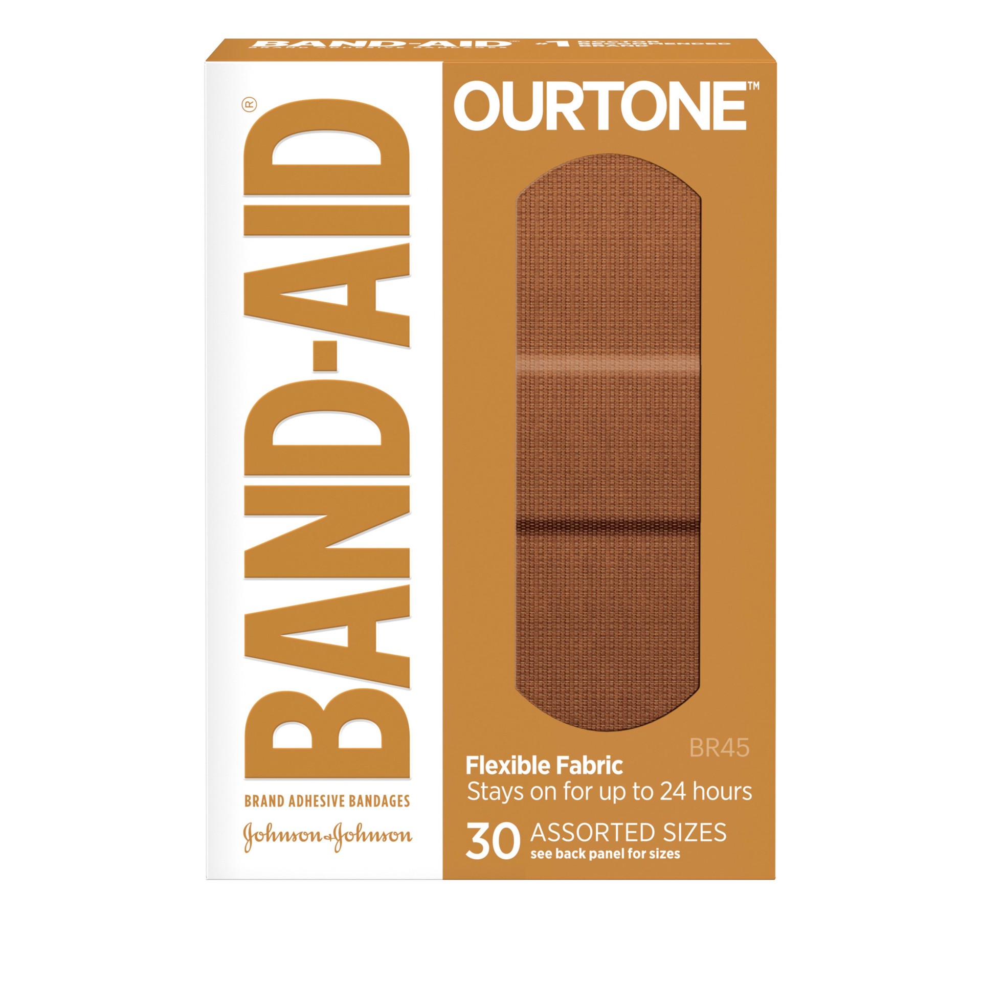 slide 1 of 4, BAND-AID Ourtone Flexible Fabric Bandages, Assorted Sizes, 30 ct