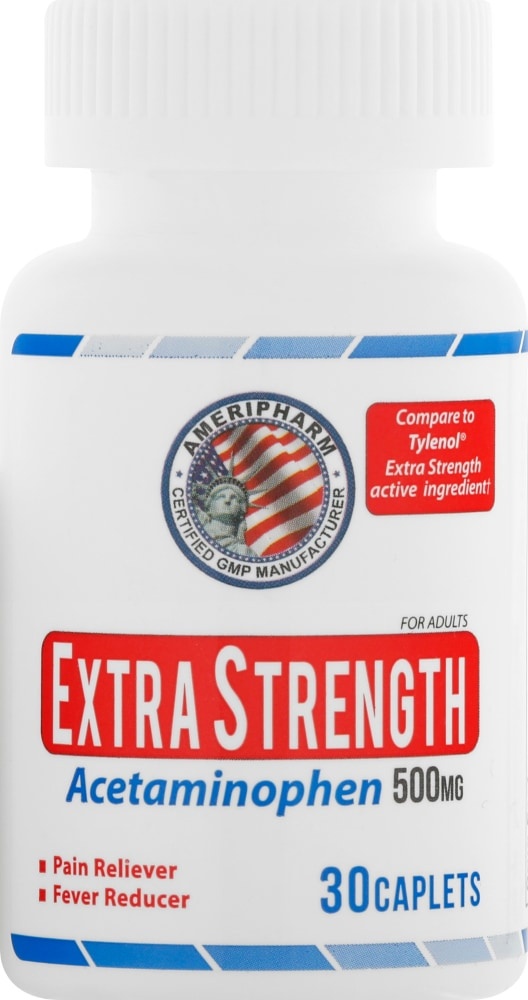 slide 1 of 1, Ameripharm Extra Strength Acetaminophen Tablets 500Mg, 30 ct