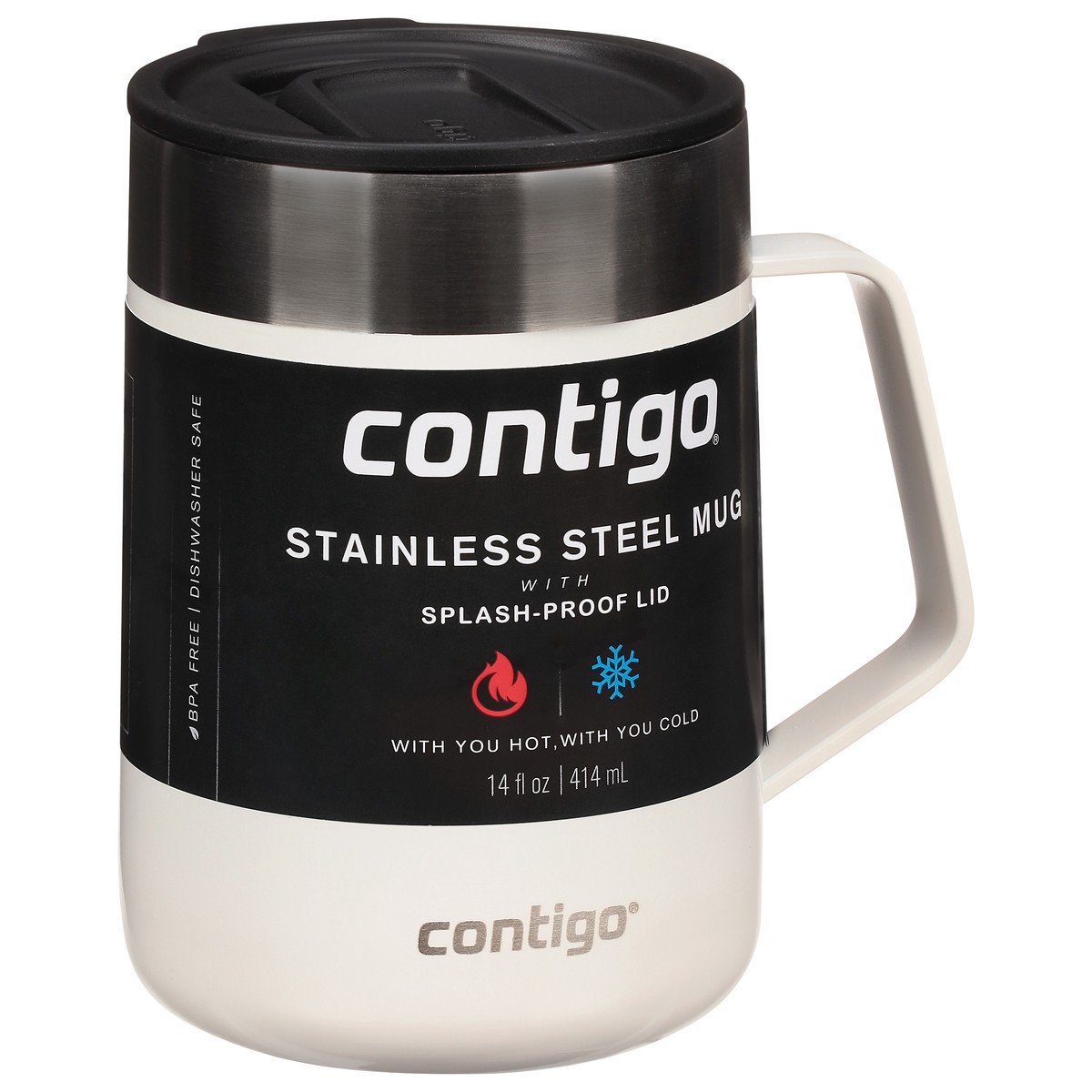 slide 2 of 9, Contigo Stainless Steel Vacuum-Insulated Mug with Handle and Splash-Proof Lid, Frosted Pearl, 1 ct