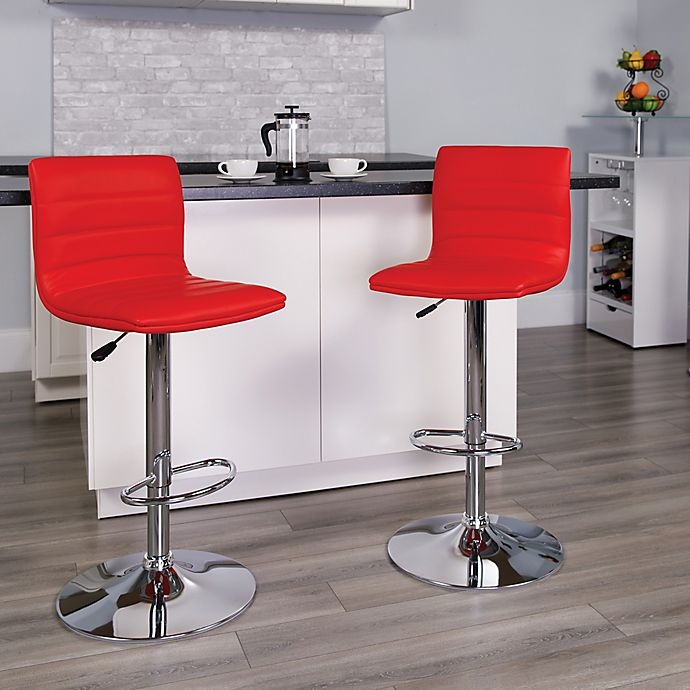 slide 2 of 11, Flash Furniture Contemporary Height Adjustable Vinyl Bar Stool - Red, 1 ct