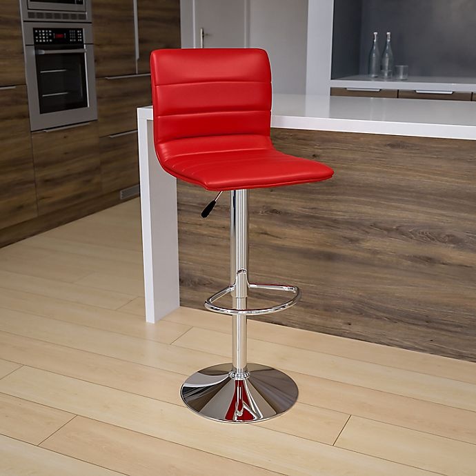 slide 11 of 11, Flash Furniture Contemporary Height Adjustable Vinyl Bar Stool - Red, 1 ct