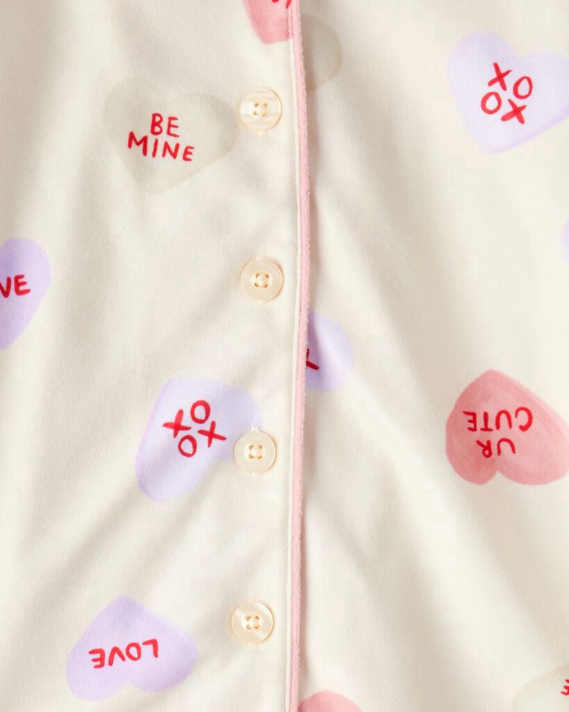 slide 2 of 2, Carter's Girls Candy Hearts Fleece Loose Fit 2-Piece Pajamas - Ivory Cream 10, 2 pc