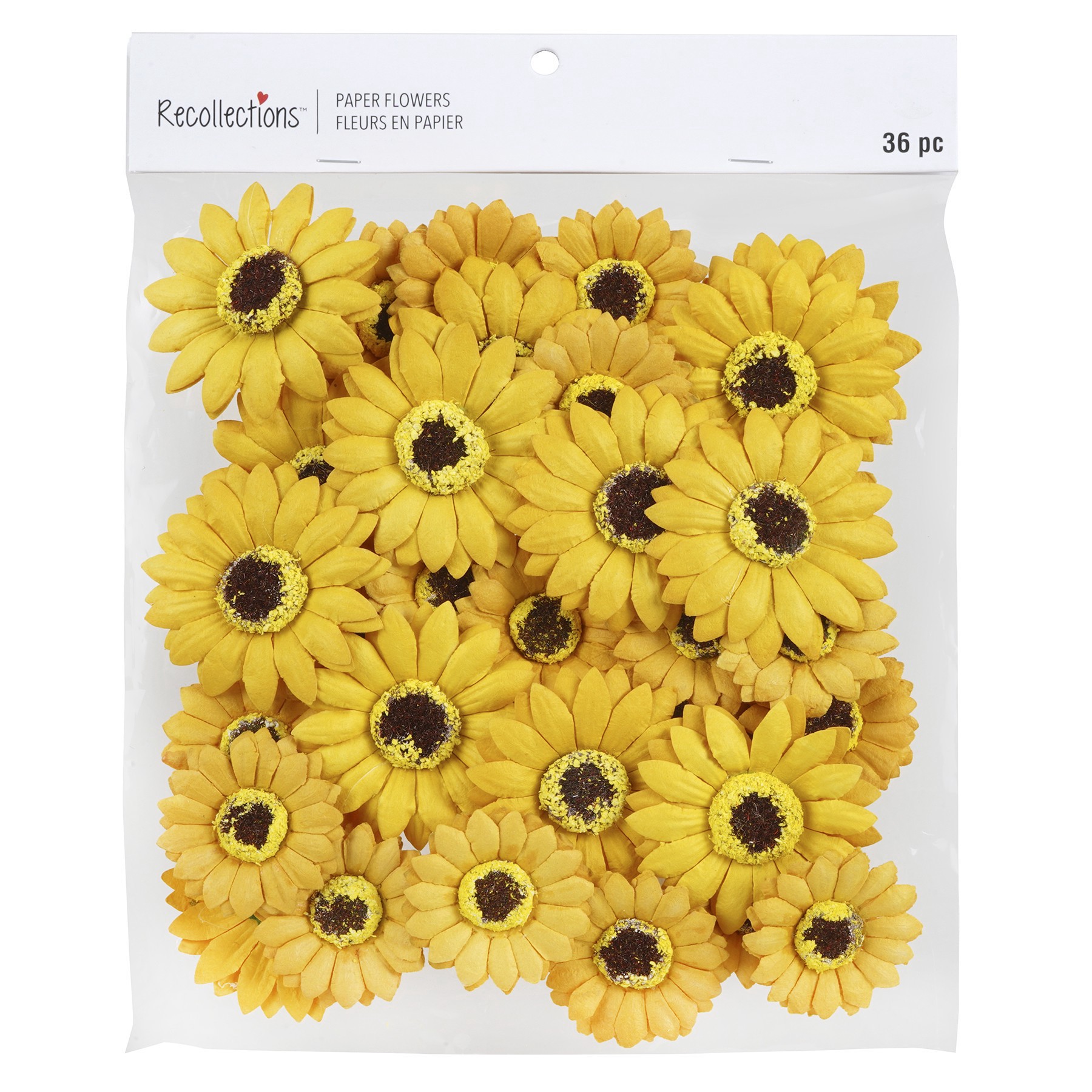 slide 3 of 3, Yellow Sunflower Paper Flowers By Recollections, 36ct., 36 ct