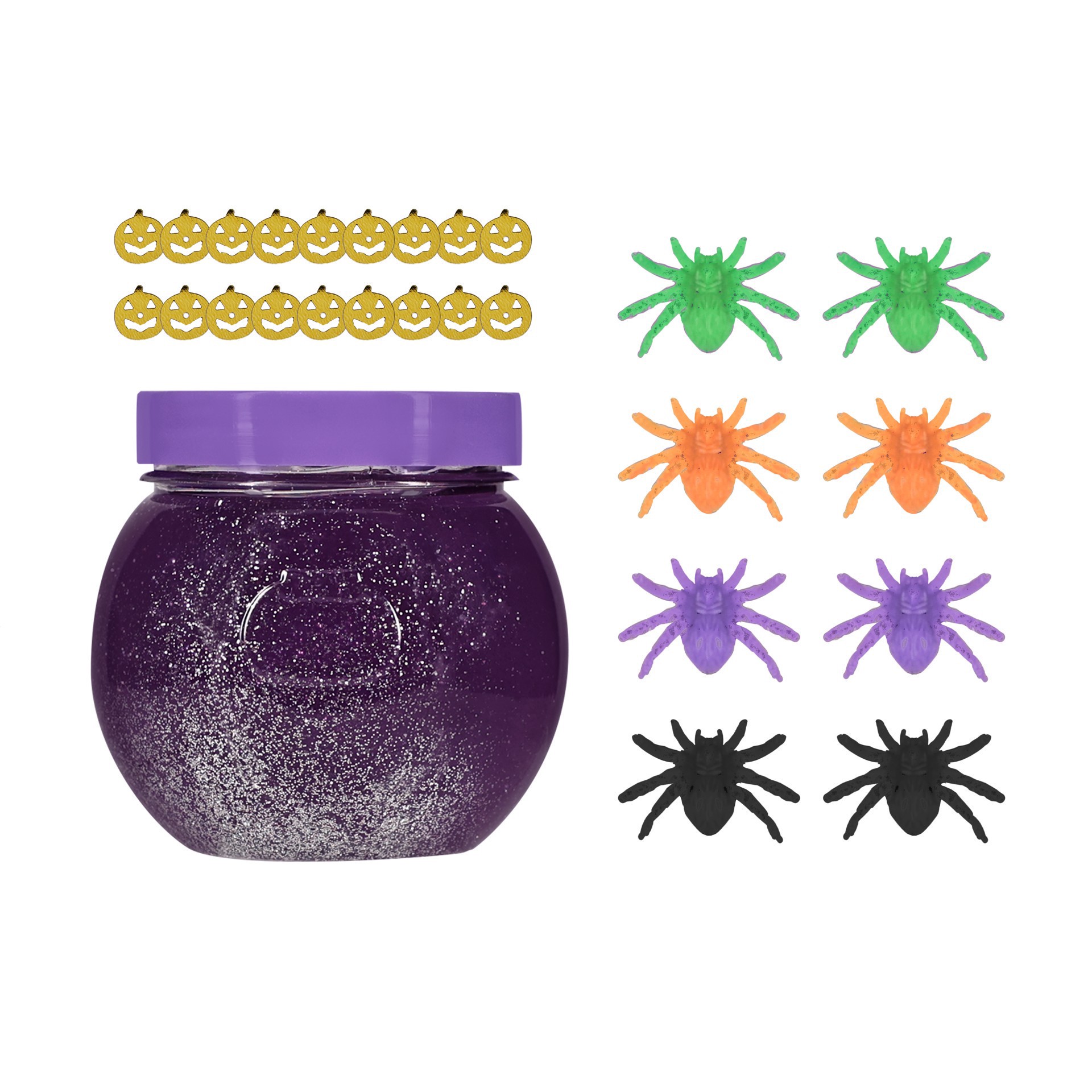 slide 2 of 3, Purple Slime Cauldron With Spiders & Confetti By Creatology, 2.7 in x 2.7 in x 3.3 in