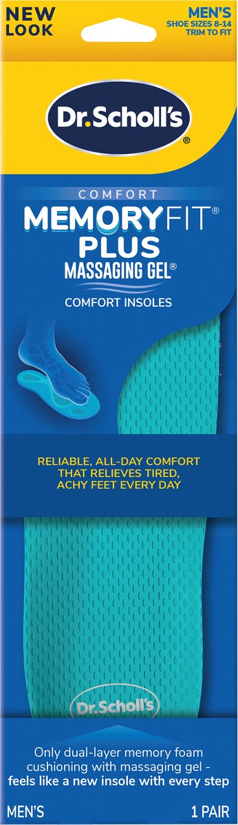 slide 2 of 2, Dr. Scholl's Comfort & Energy Memory Fit Massaging Gel Advanced Insoles for Men - Size (8-14), 1 pair