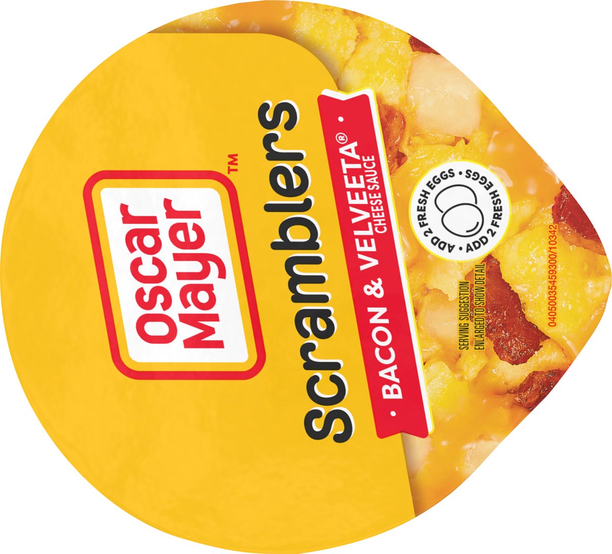 slide 8 of 9, Oscar Mayer Scramblers Bacon & Velveeta Cheese Sauce Scramble Kit, 3 oz Cup, 3 oz