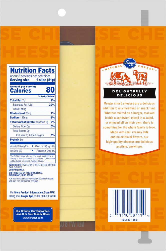 slide 2 of 2, Kroger Aged Sharp White Cheddar Cheese Slices, 6 oz