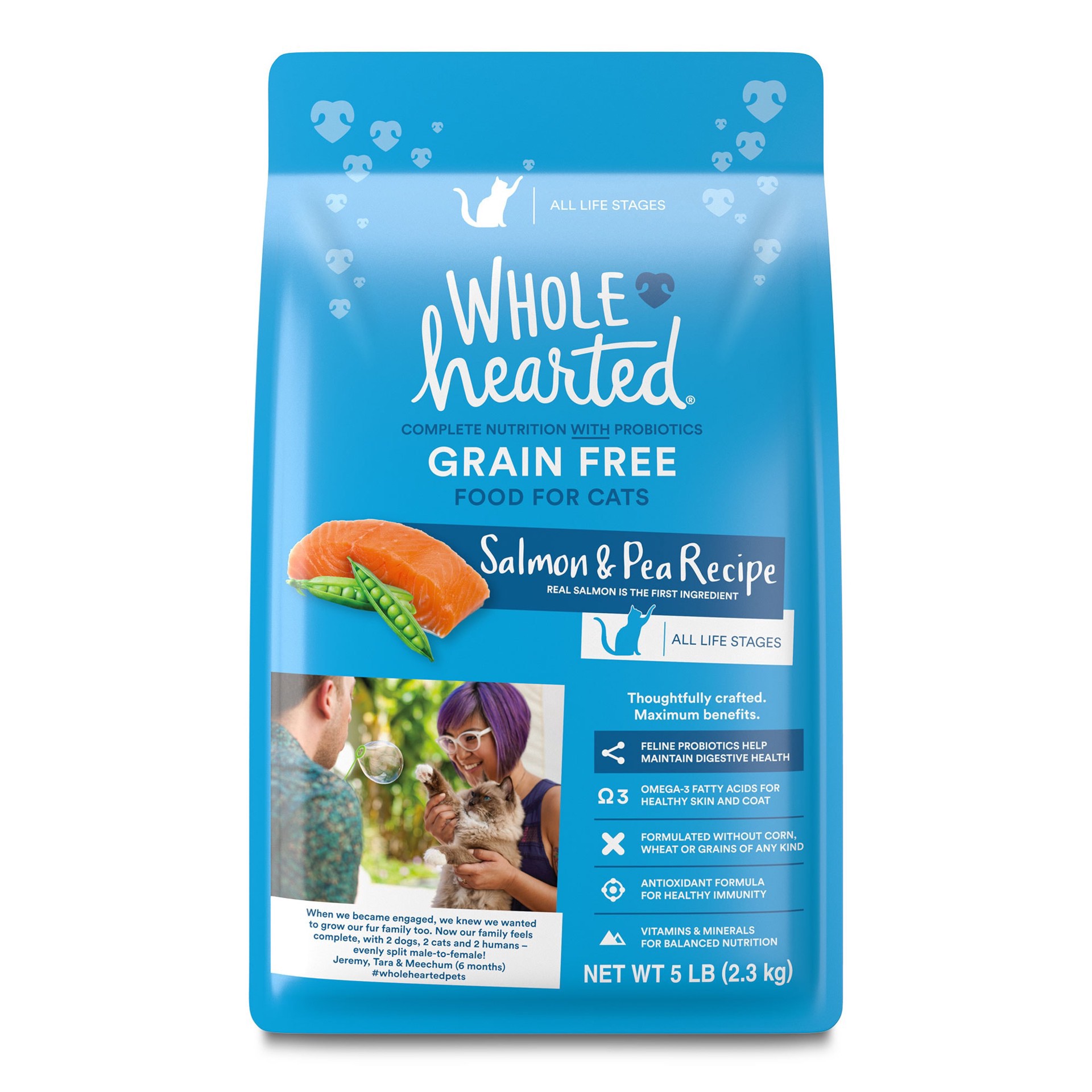 slide 1 of 1, WholeHearted Grain Free Salmon Formula Dry Cat Food, 5 lbs., 1 ct