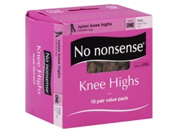 No Nonsense Nylon Knee Highs Value Pack Tan Sheer Toe