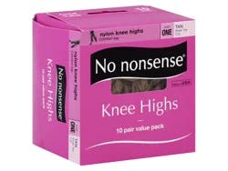 No Nonsense Nylon Knee Highs Value Pack Tan Sheer Toe