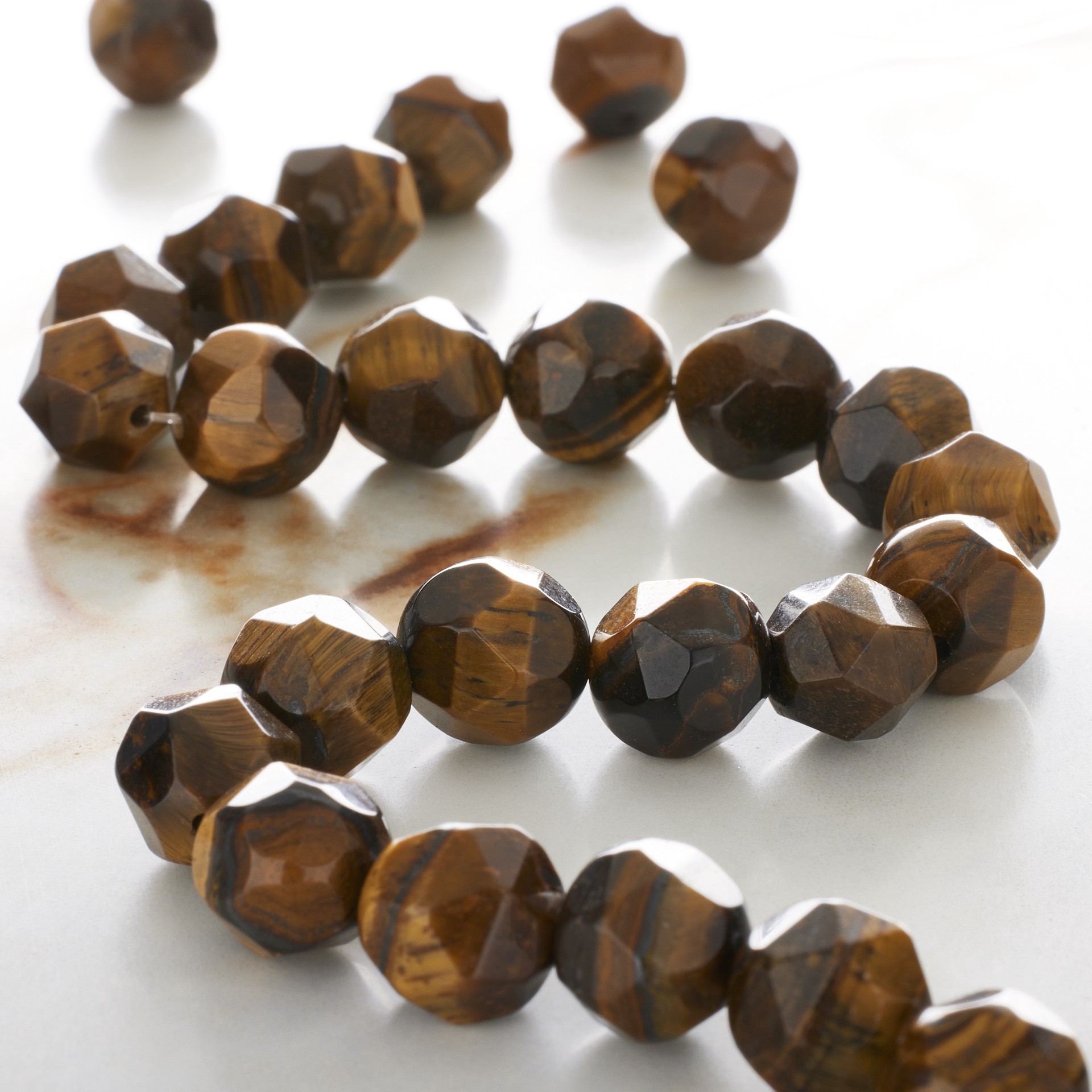 slide 3 of 3, Yellow Tiger's Eye Triangle Faceted Beads, 10mm By Bead Landing, 10mm