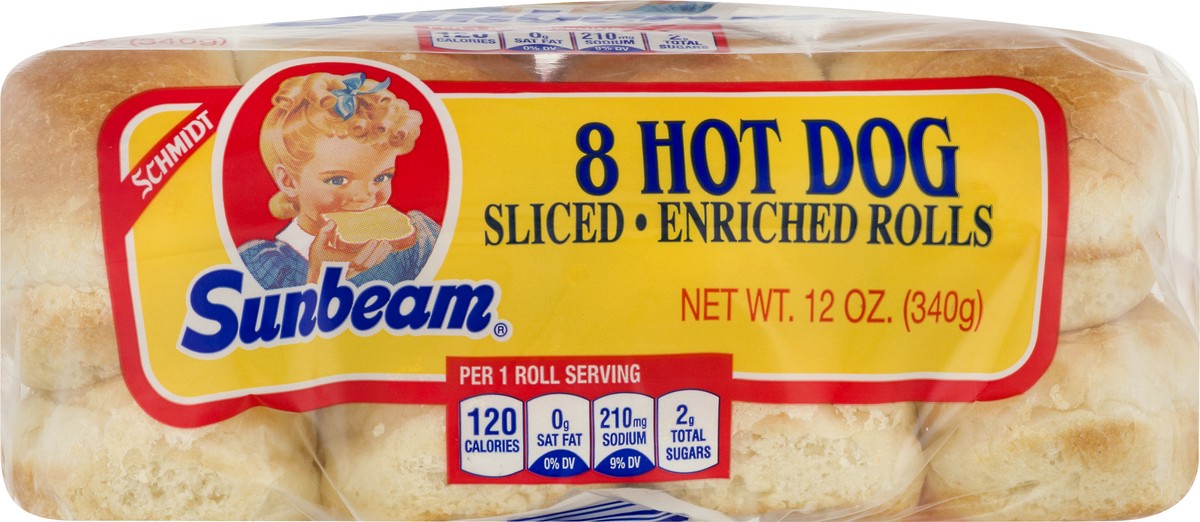 slide 2 of 13, Sunbeam Sliced Hot Dog Rolls 8 ea, 8 ct