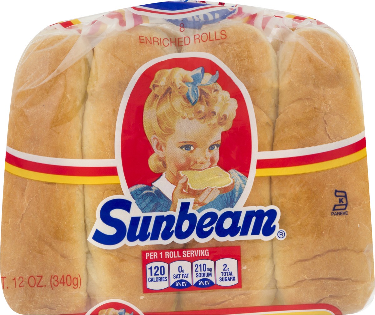 slide 3 of 13, Sunbeam Sliced Hot Dog Rolls 8 ea, 8 ct