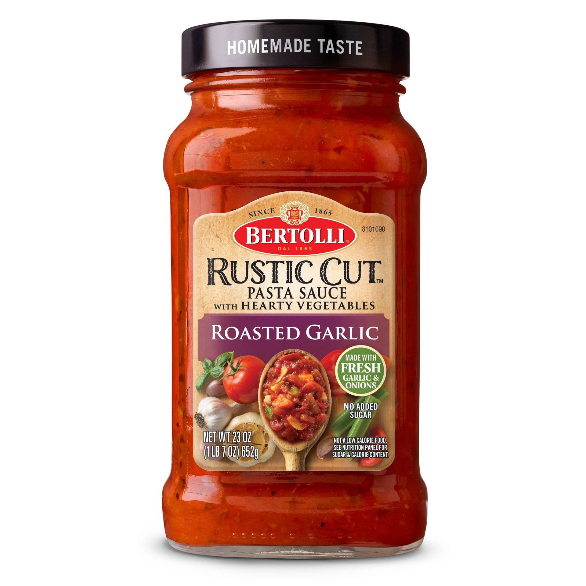 slide 1 of 11, Bertolli Rustic Cut Roasted Garlic Sauce with Hearty Vegetables 23 oz, 