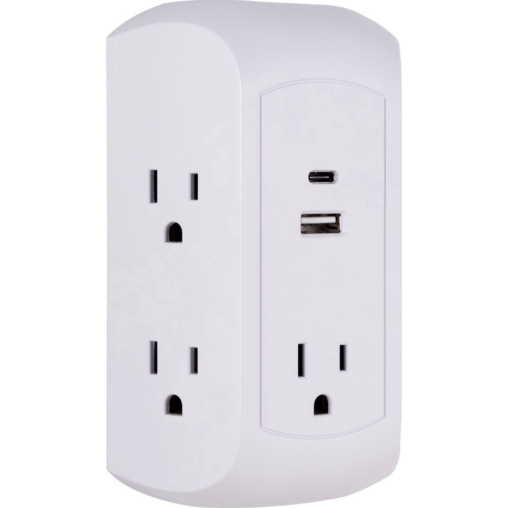 slide 8 of 11, GE 5-Outlet Tap 2 USB Ports White, 1 ct