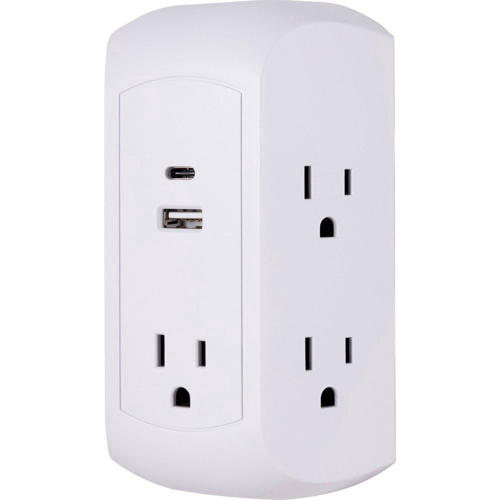 slide 11 of 11, GE 5-Outlet Tap 2 USB Ports White, 1 ct