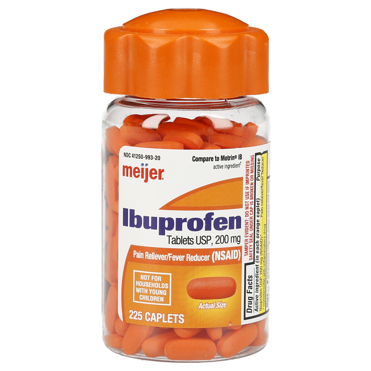slide 1 of 3, Meijer Ibuprofen 200mg Caplets Easy Open Cap, 225 ct