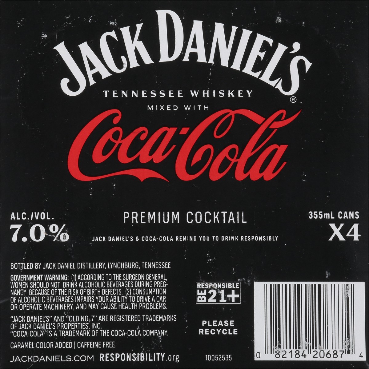 slide 2 of 9, Jack Daniel's Tennesse Whiskey Premium Coca Cola Cocktail 4 - 355 ml Cans, 4 ct; 355 ml