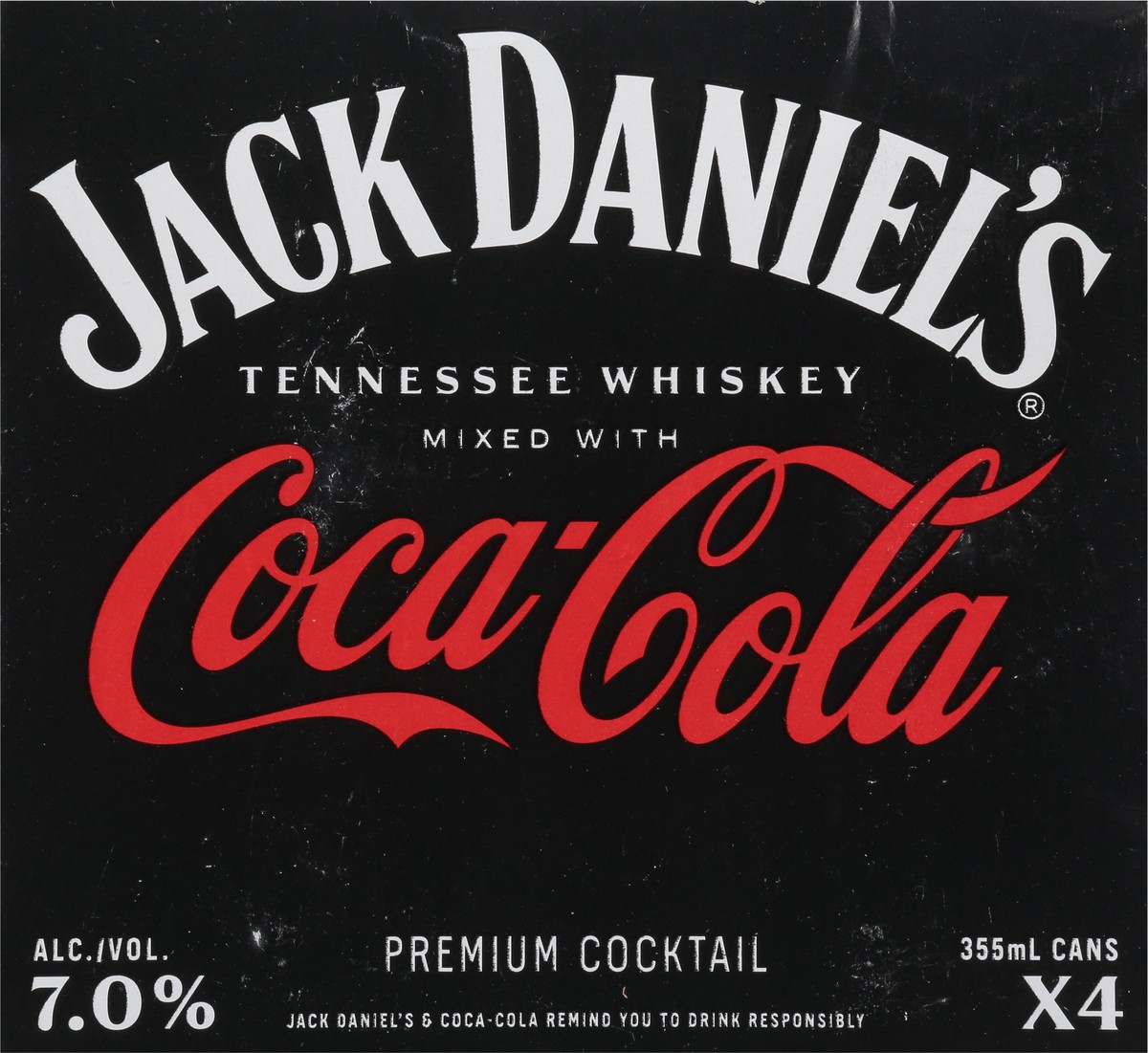 slide 3 of 9, Jack Daniel's Tennesse Whiskey Premium Coca Cola Cocktail 4 - 355 ml Cans, 4 ct; 355 ml