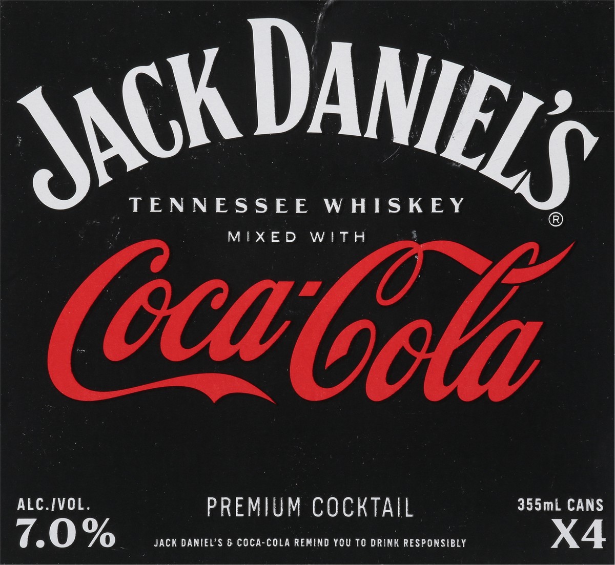slide 4 of 9, Jack Daniel's Tennesse Whiskey Premium Coca Cola Cocktail 4 - 355 ml Cans, 4 ct; 355 ml