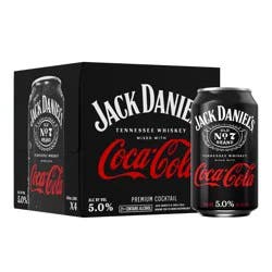 Jack Daniel's Tennesse Whiskey Premium Coca Cola Cocktail 4 - 355 ml Cans
