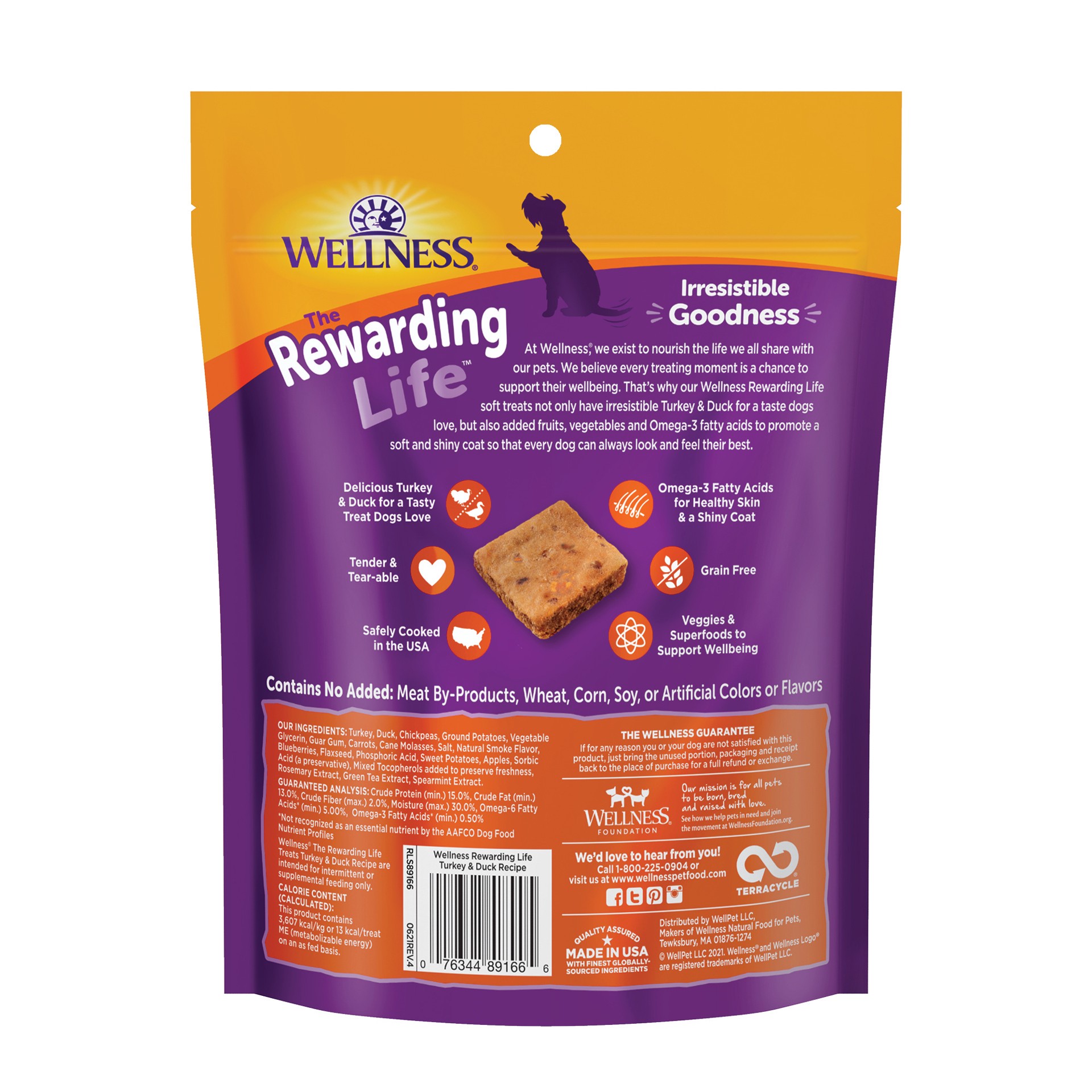 slide 2 of 4, Wellness Rewarding Life Soft & Chewy Dog Treats, Grain Free, Turkey & Duck, 6 Ounce Bag, 6 oz