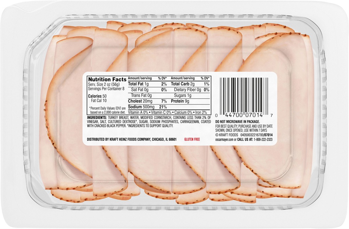 slide 4 of 9, Oscar Mayer Deli Fresh Cracked Black Pepper Sliced Turkey Breast Deli Lunch Meat Family Size, 16 oz Package, 16 oz