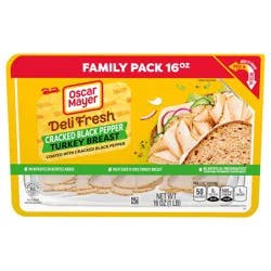 Oscar Mayer Deli Fresh Cracked Black Pepper Sliced Turkey Breast Deli Lunch Meat Family Size, 16 oz Package