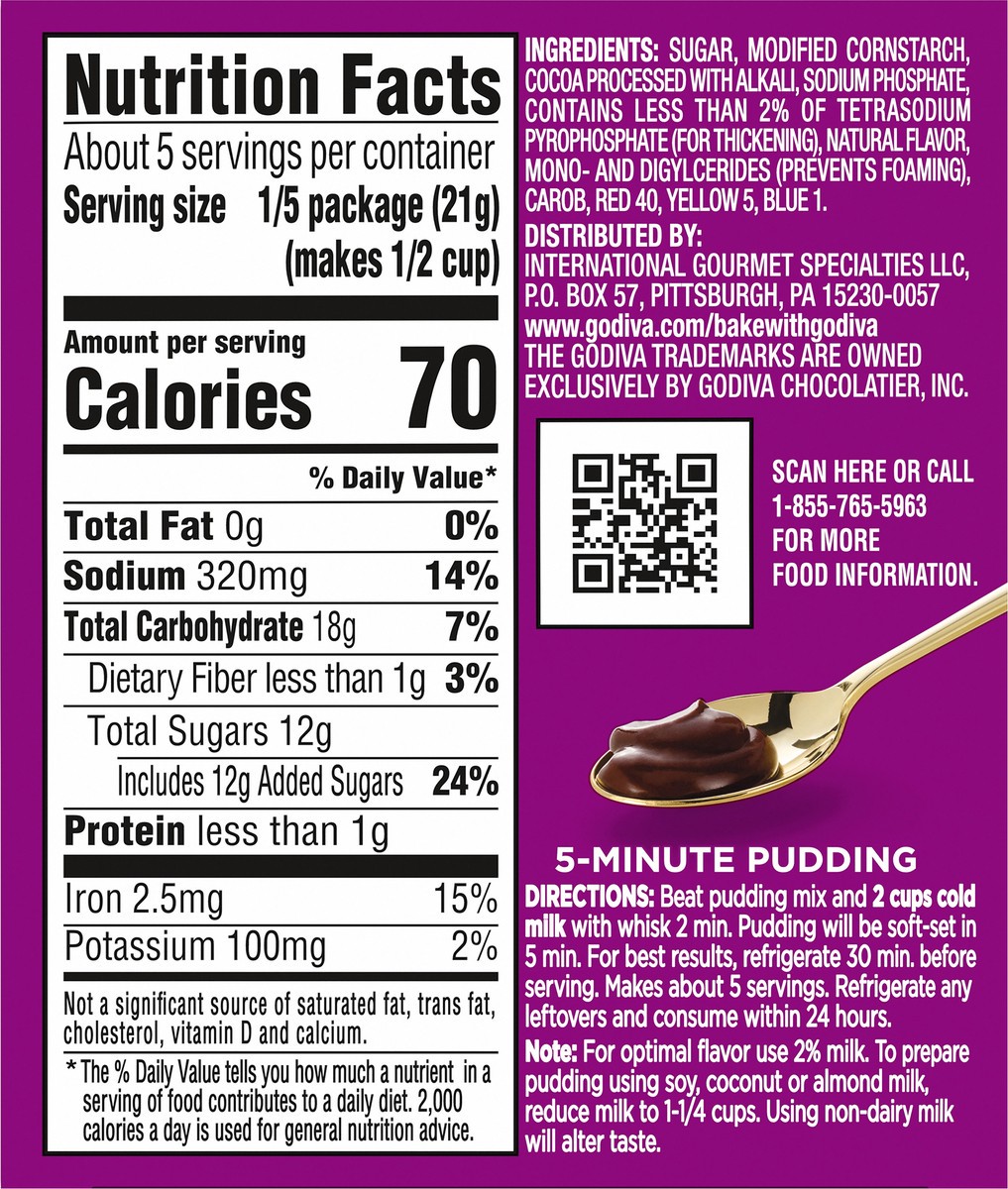 slide 3 of 9, Godiva Dark Chocolate Instant Pudding Mix, 3.6 oz Box, 3.6 oz