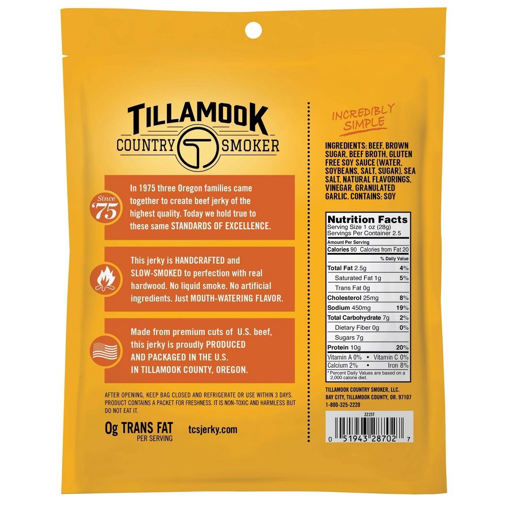 slide 2 of 3, Tillamook Country Smoker Teriyaki Beef Jerky 2.5 oz, 2.5 oz