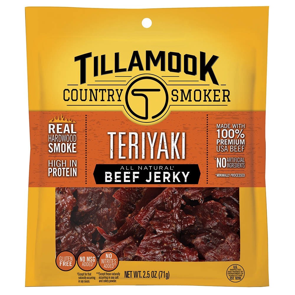 slide 1 of 3, Tillamook Country Smoker Teriyaki Beef Jerky 2.5 oz, 2.5 oz