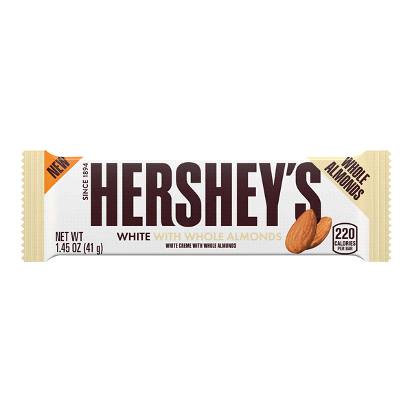 slide 1 of 1, Hershey's White Creme with Whole Almonds, 1.45 oz