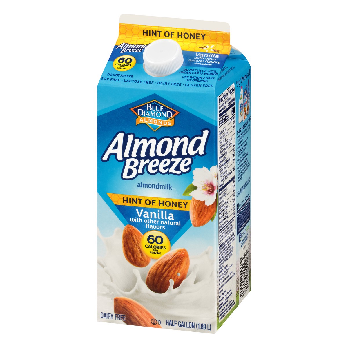 slide 3 of 9, Almond Breeze Hint of Honey Vanilla Almondmilk 0.5 gl, 1/2 gal