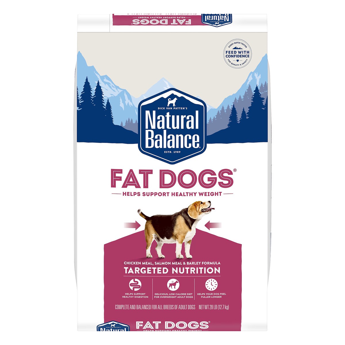 slide 1 of 5, Natural Balance Fat Dogs Chicken Meal, Salmon Meal & Barley Formula Dog Food 28 lb, 28 lb