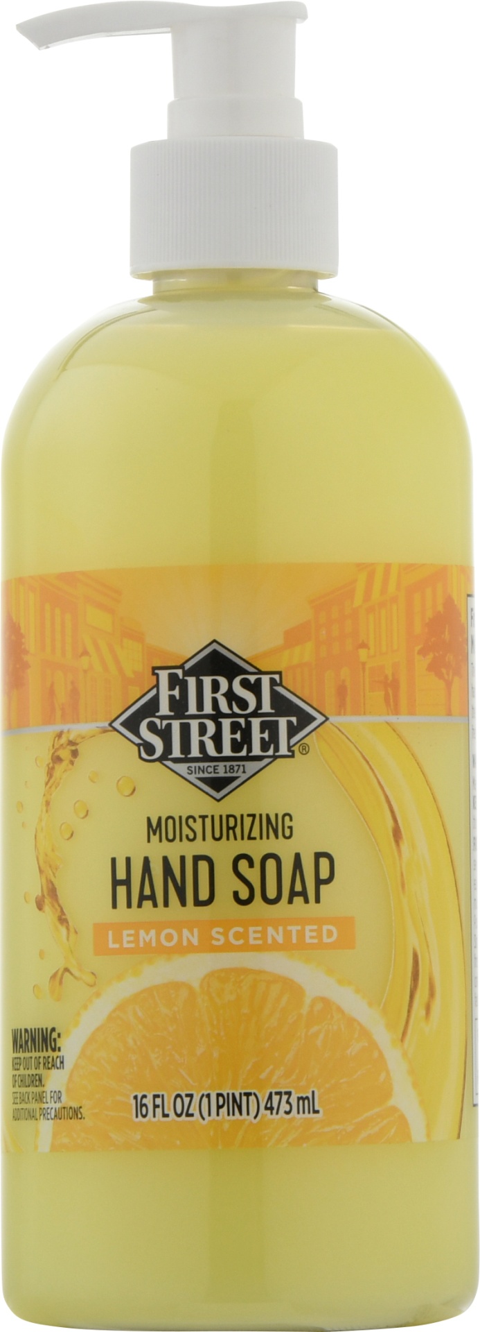 slide 1 of 1, First Street/Iris Lemon Ltn Hand Soap, 16 oz