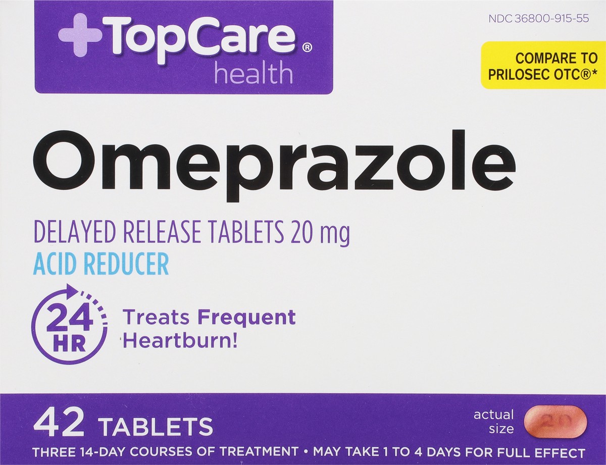 slide 14 of 14, Topcare Antacid Omeprazole Tabs, 42 ct